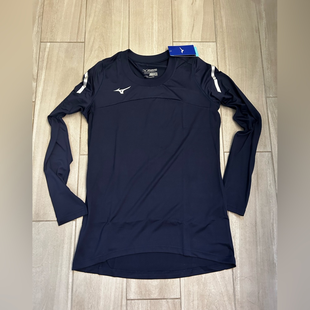 Mizuno Volleyball Drylite navy blue long sleeve athletic shirt women's size med